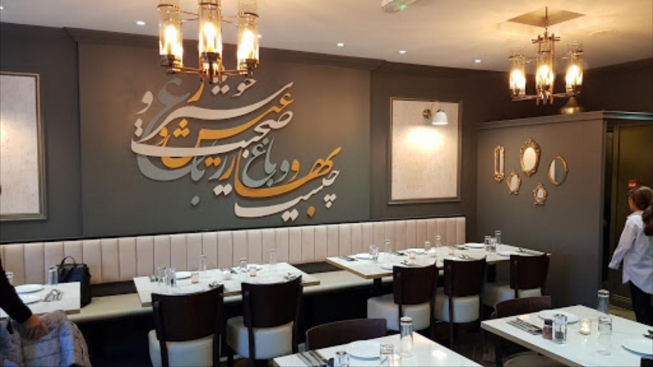 Restaurant interior with booth seating